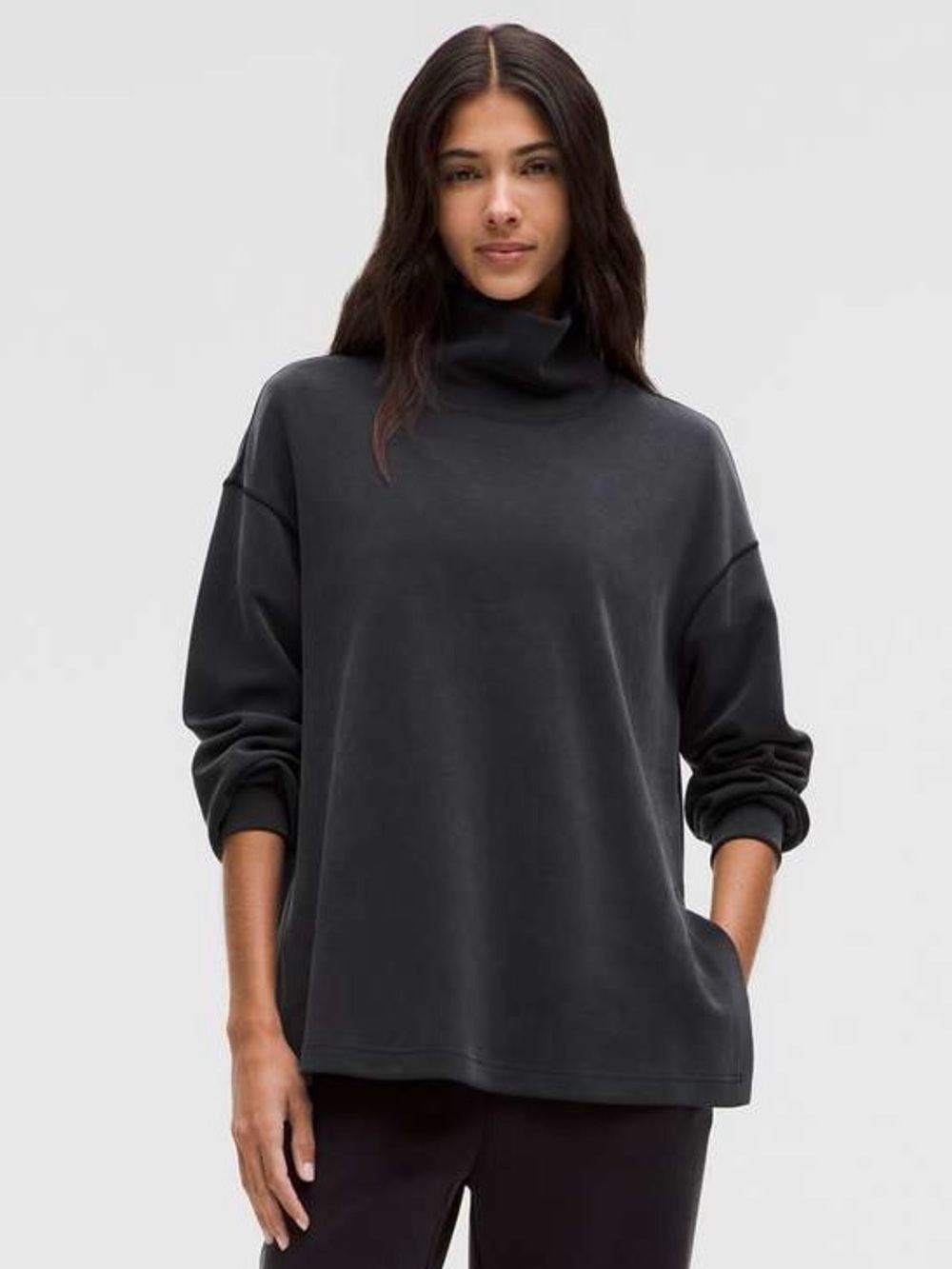 Women's Lululemon Black Softstreme Funnel Neck Sweater in Size 14